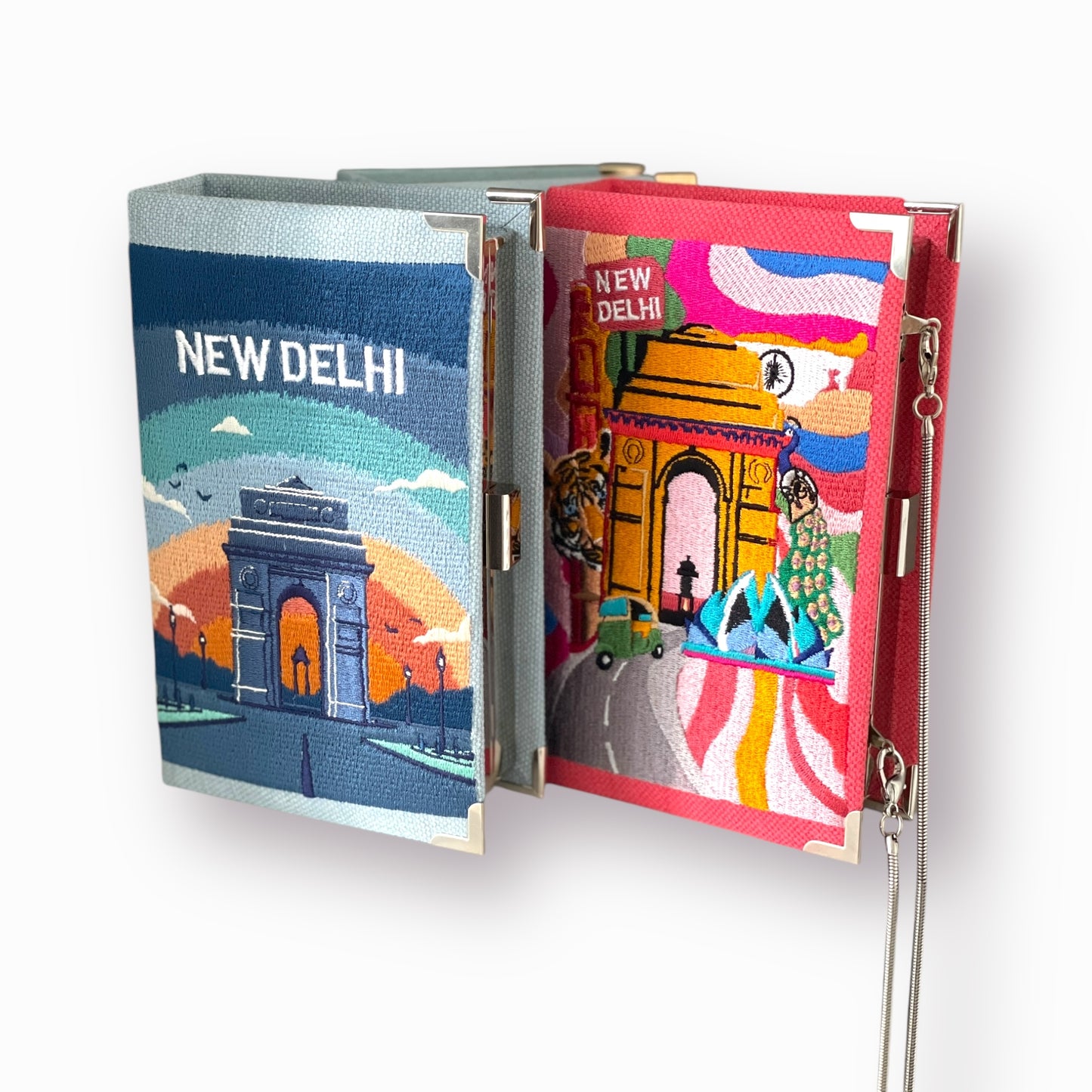 Embroidered Clutch - New Delhi - canvas purse