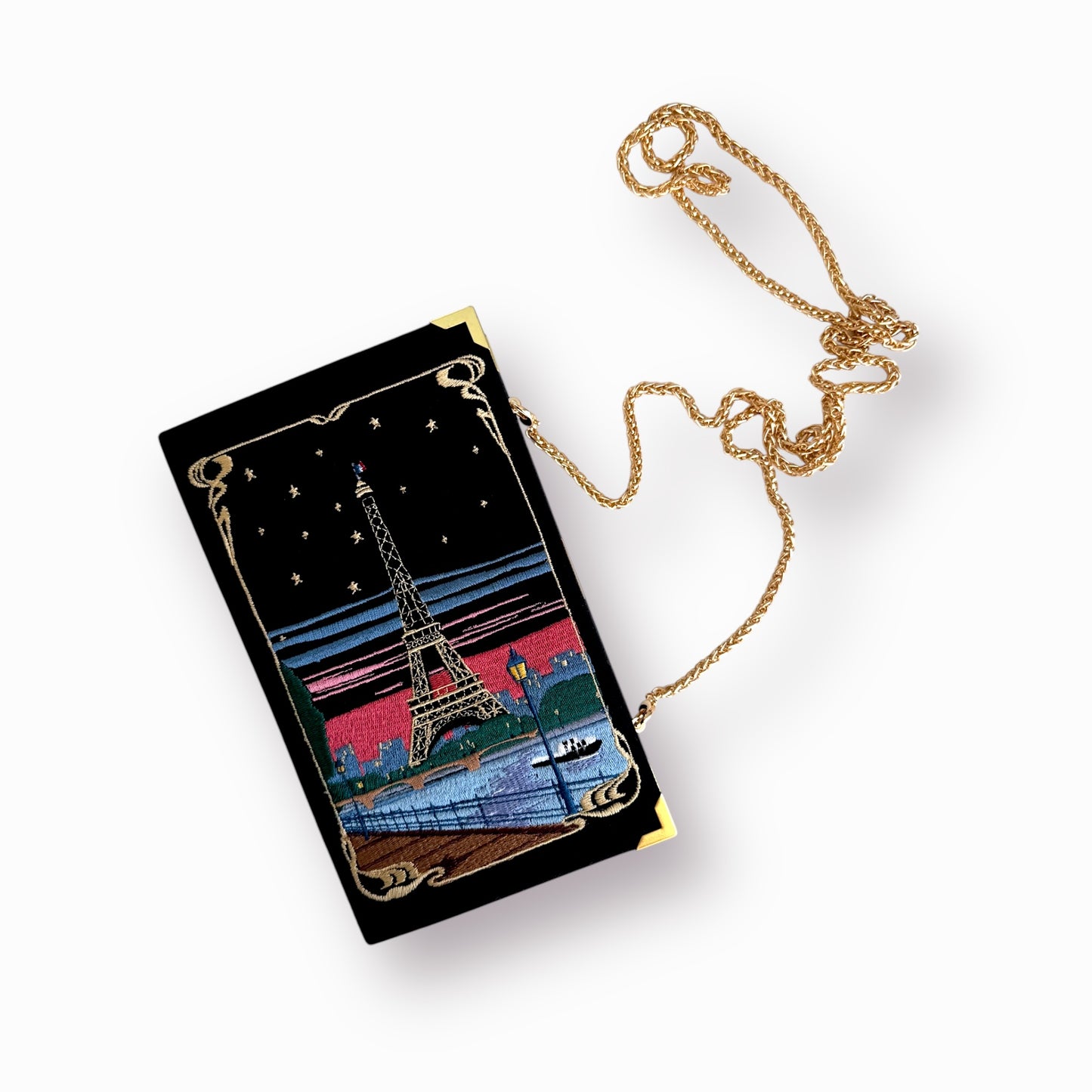 Embroidered Clutch - Paris - black purse