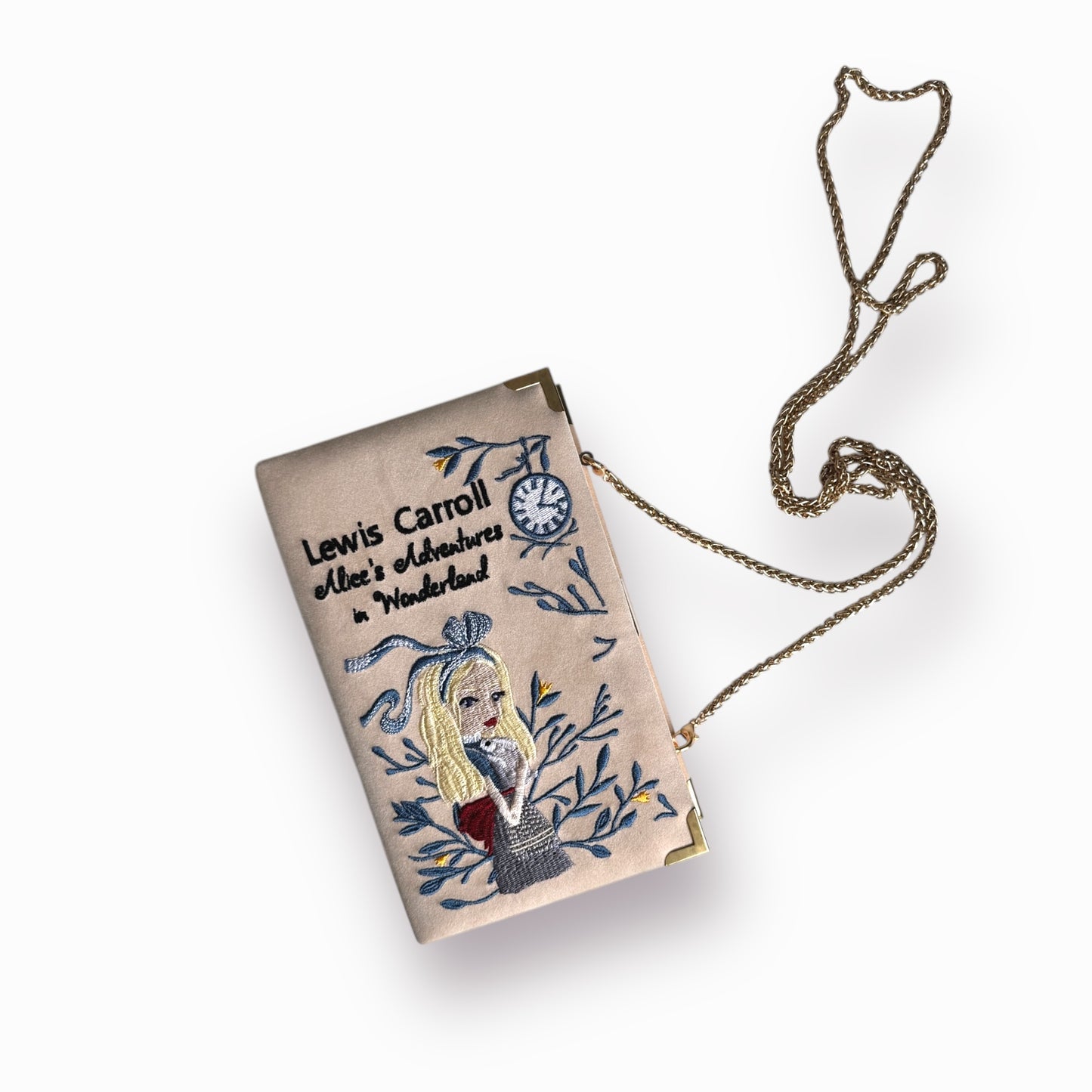 Embroidered Clutch - Alice in Wonderland - beige purse