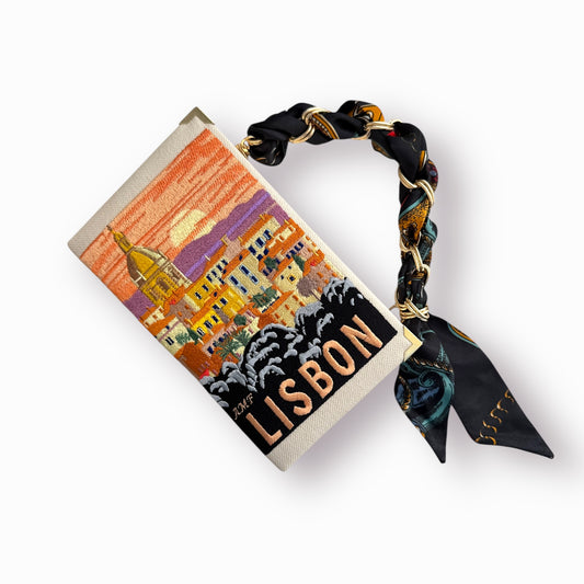 Embroidered Clutch - Lisbon Portugal - beige purse