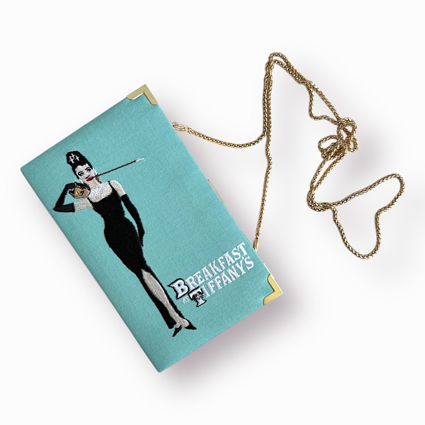 Embroidered Clutch - Breakfast at Tiffany’s - silver purse