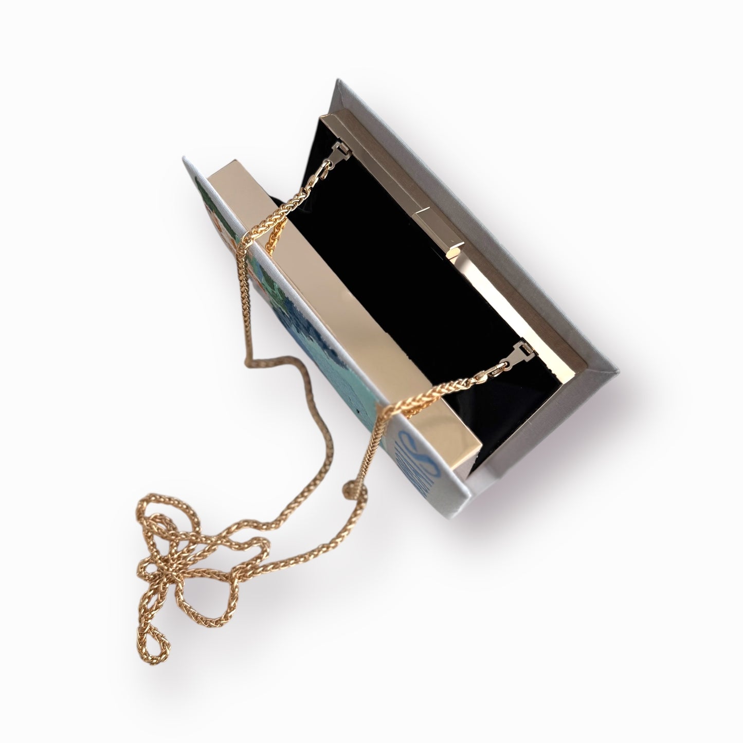 Embroidered Clutch - Cascais Portugal - light blue purse