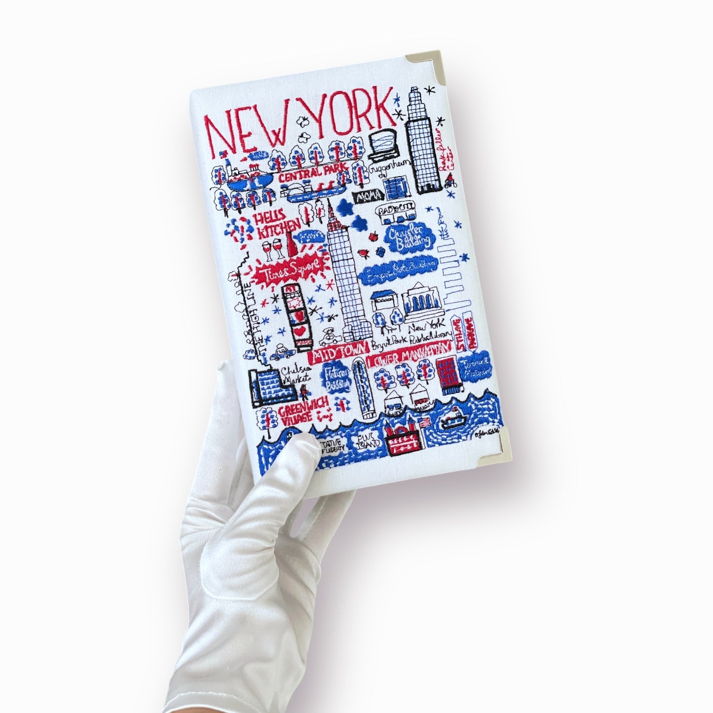 Embroidered Clutch - New York - white purse