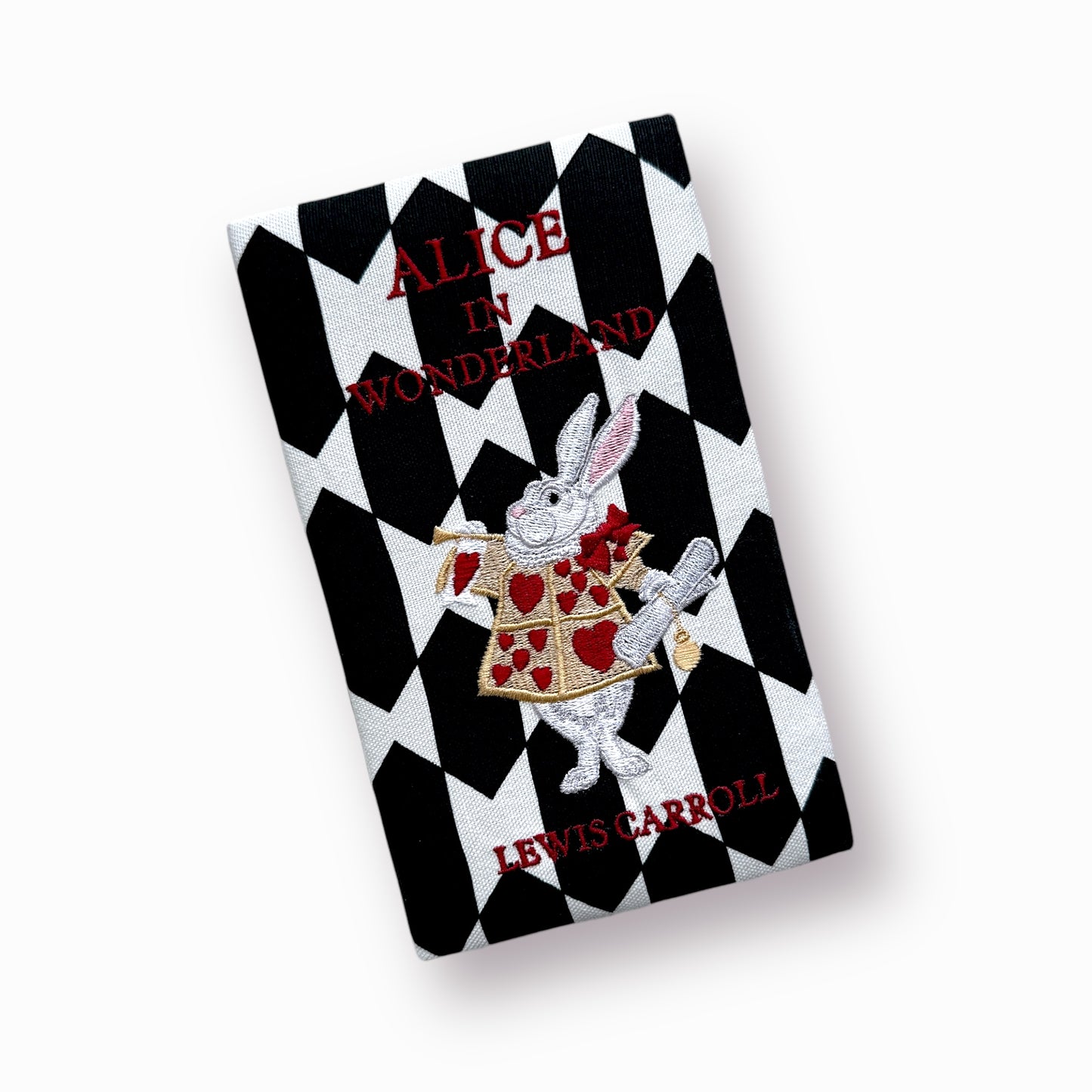 Embroidered Clutch - Alice in Wonderland - black and white purse