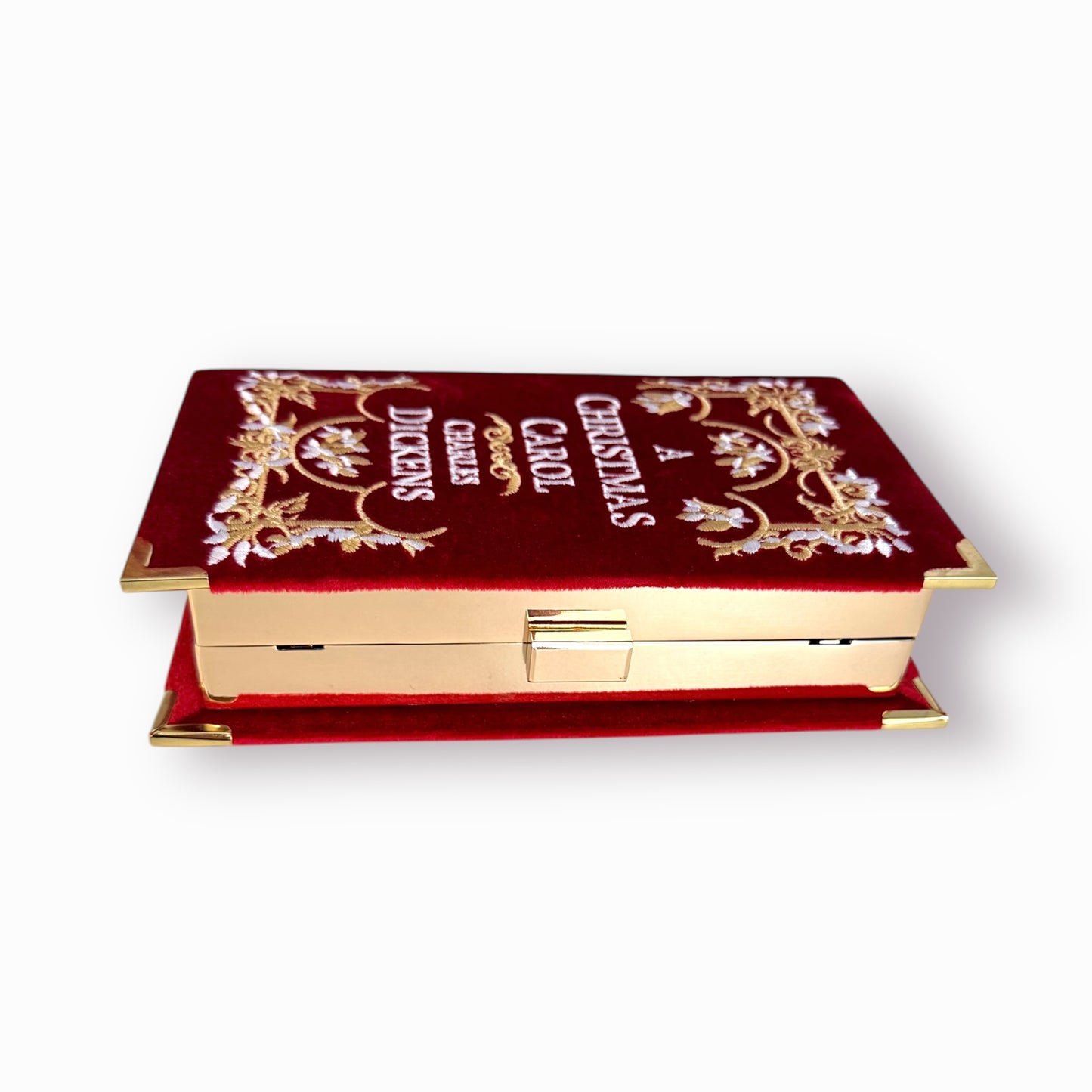 Embroidered Clutch - A Christmas Carol - red purse