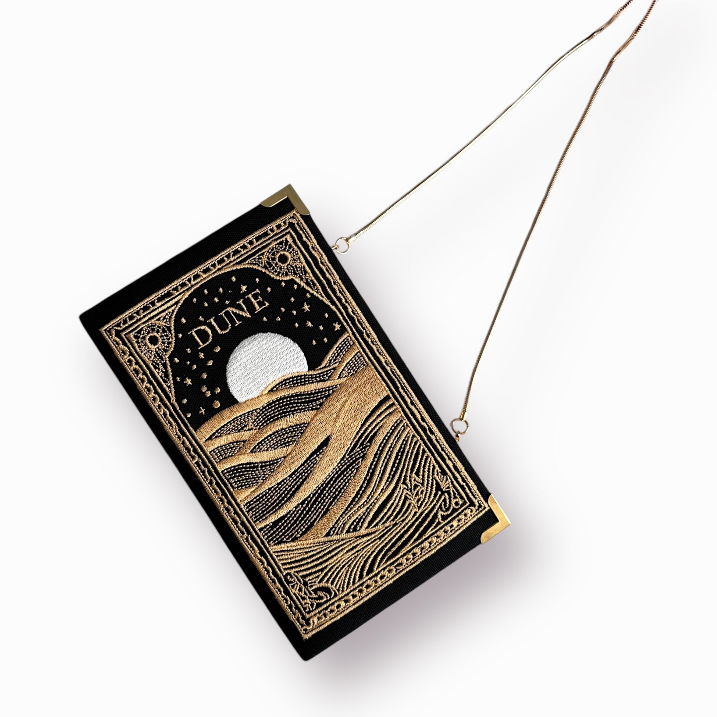Embroidered Clutch - Dune - black purse