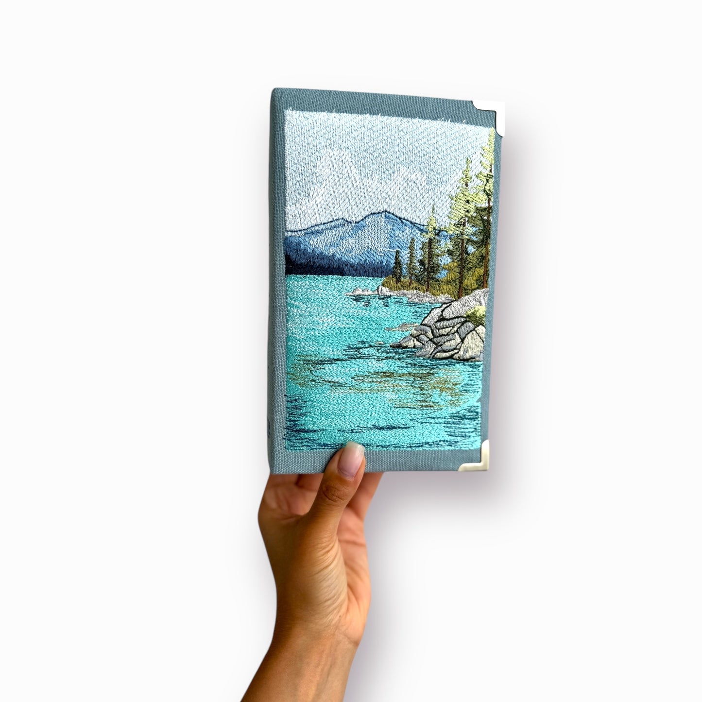 Embroidered Clutch - Lake Tahoe - canvas purse