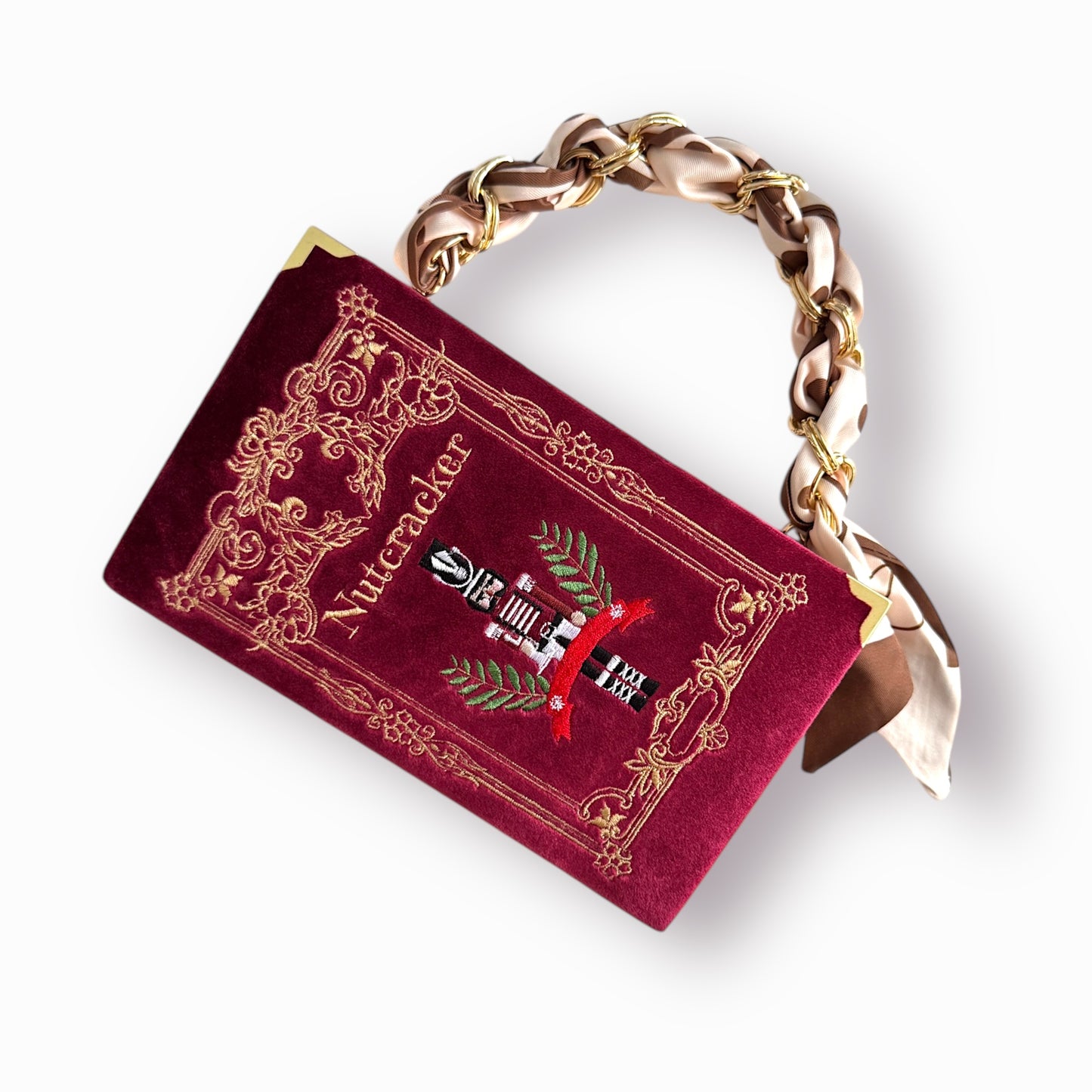Embroidered Clutch - The Nutcracker - burgundy purse