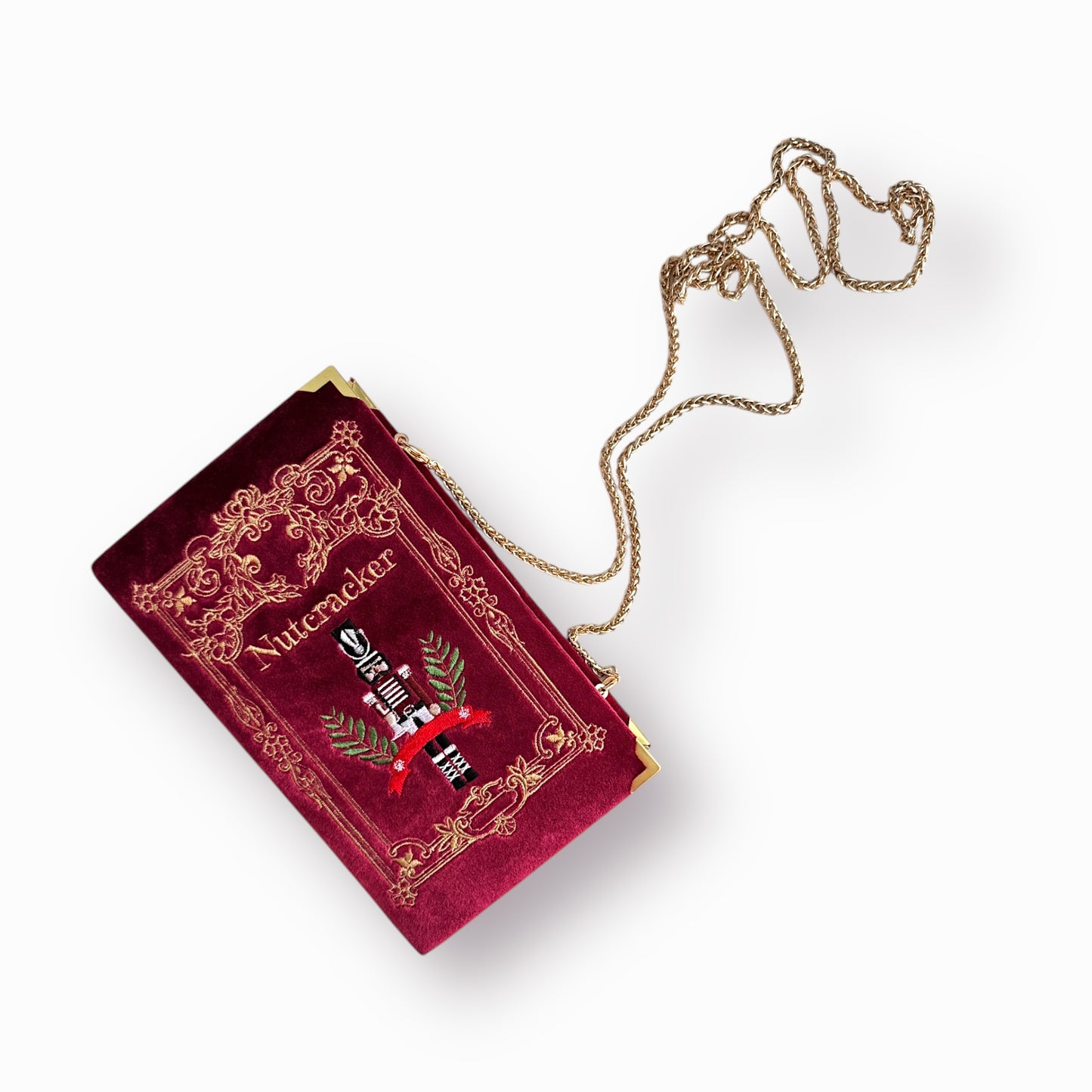 Embroidered Clutch - The Nutcracker - burgundy purse