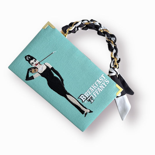 Embroidered Clutch - Breakfast at Tiffany’s - silver purse