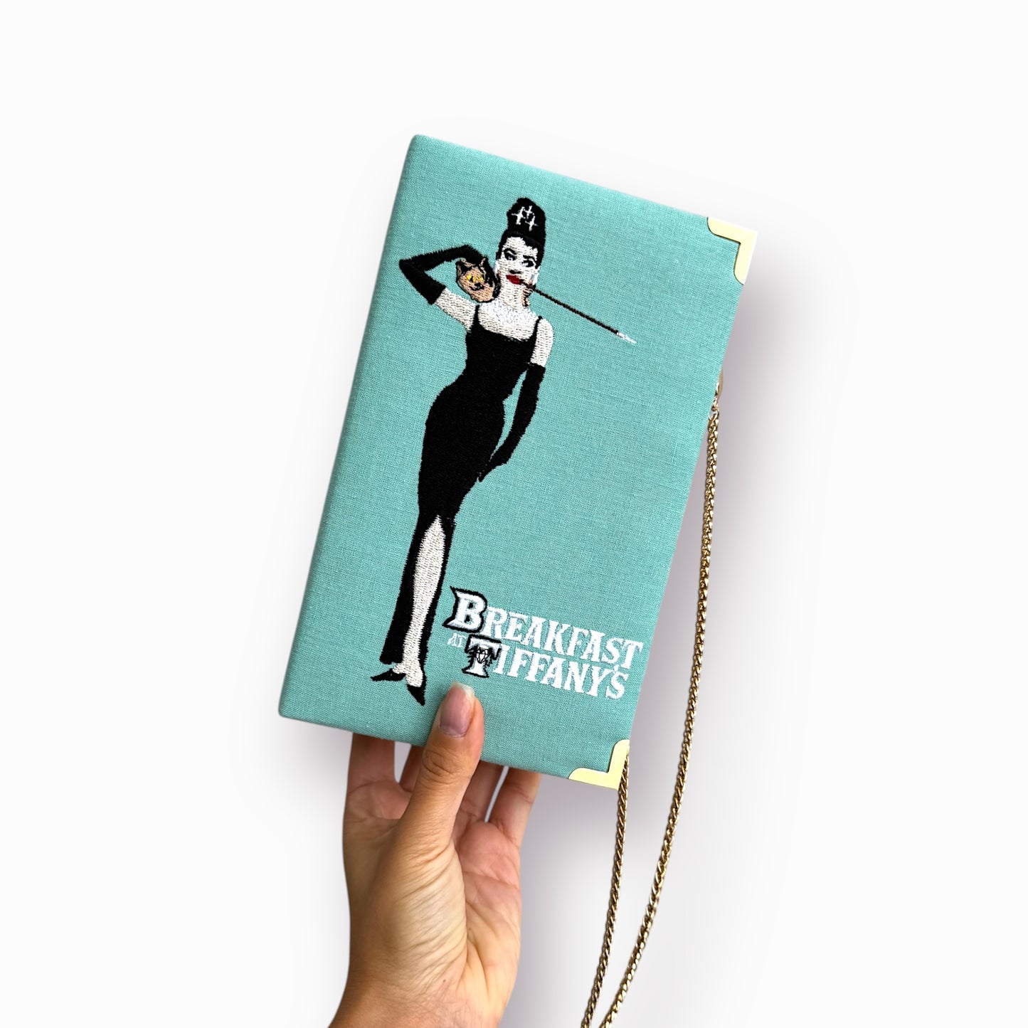 Embroidered Clutch - Breakfast at Tiffany’s - silver purse