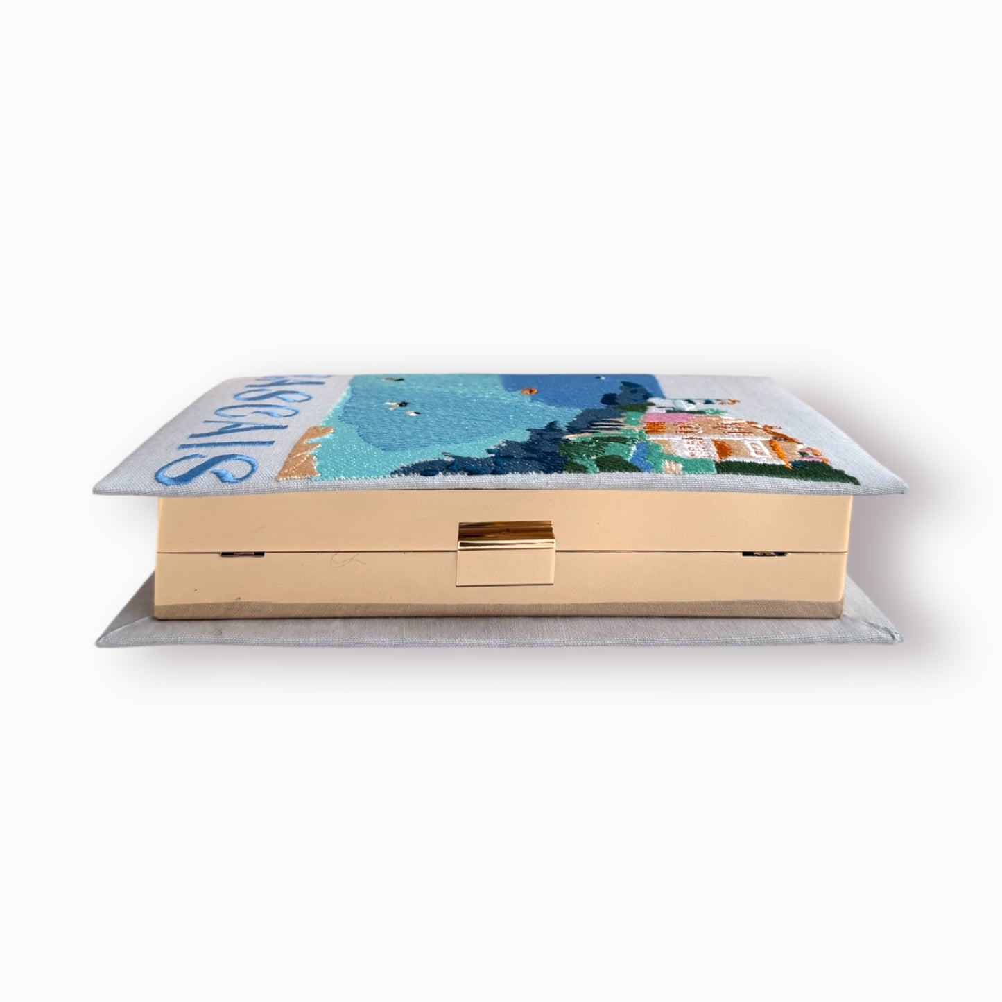 Embroidered Clutch - Cascais Portugal - light blue purse