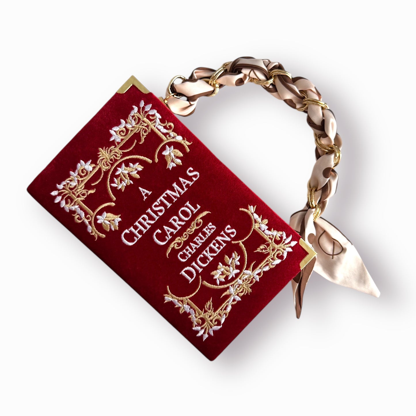 Embroidered Clutch - A Christmas Carol - red purse
