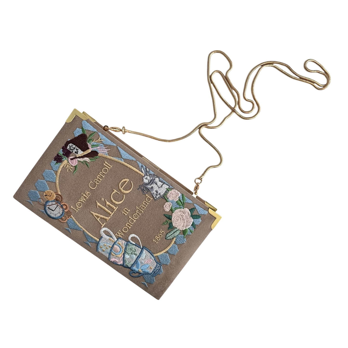 Embroidered Clutch Alice in Wonderland - change it to {Your name in Wonderland}