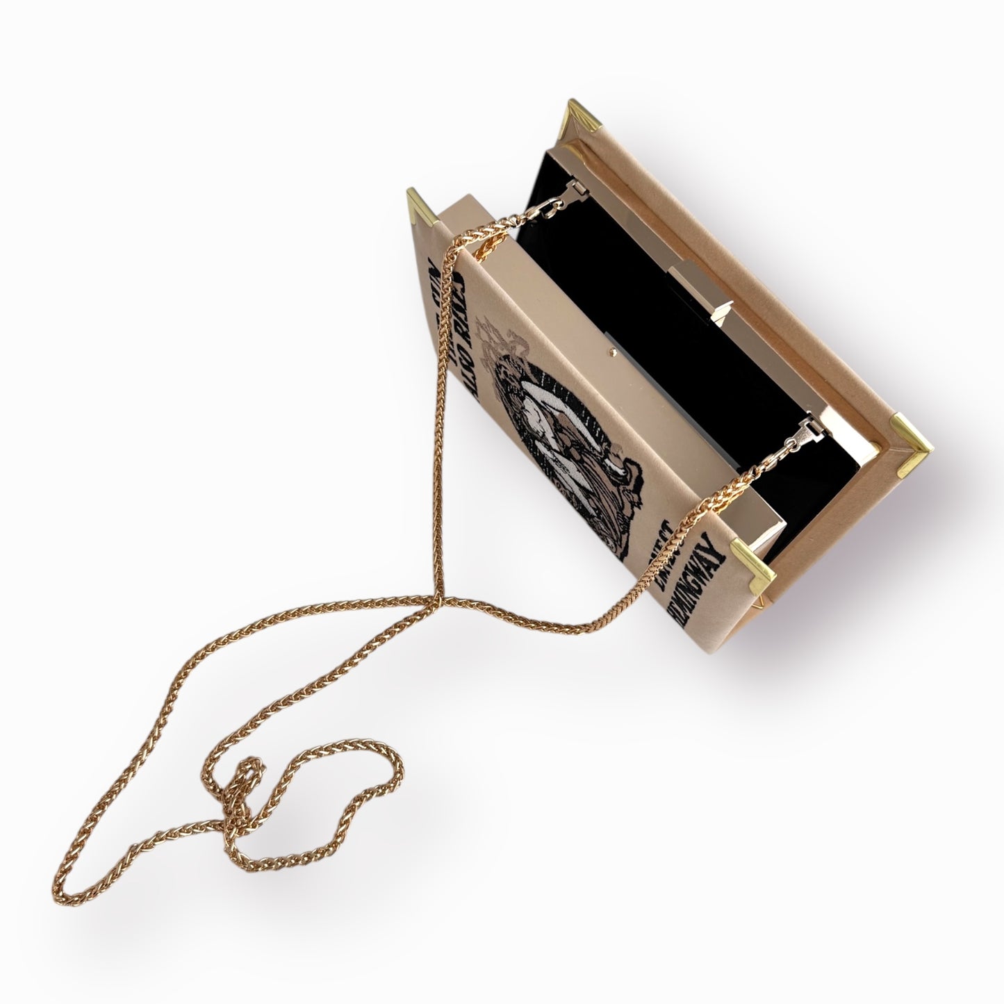 Embroidered book clutch - The Sun Also Rises - beige purse