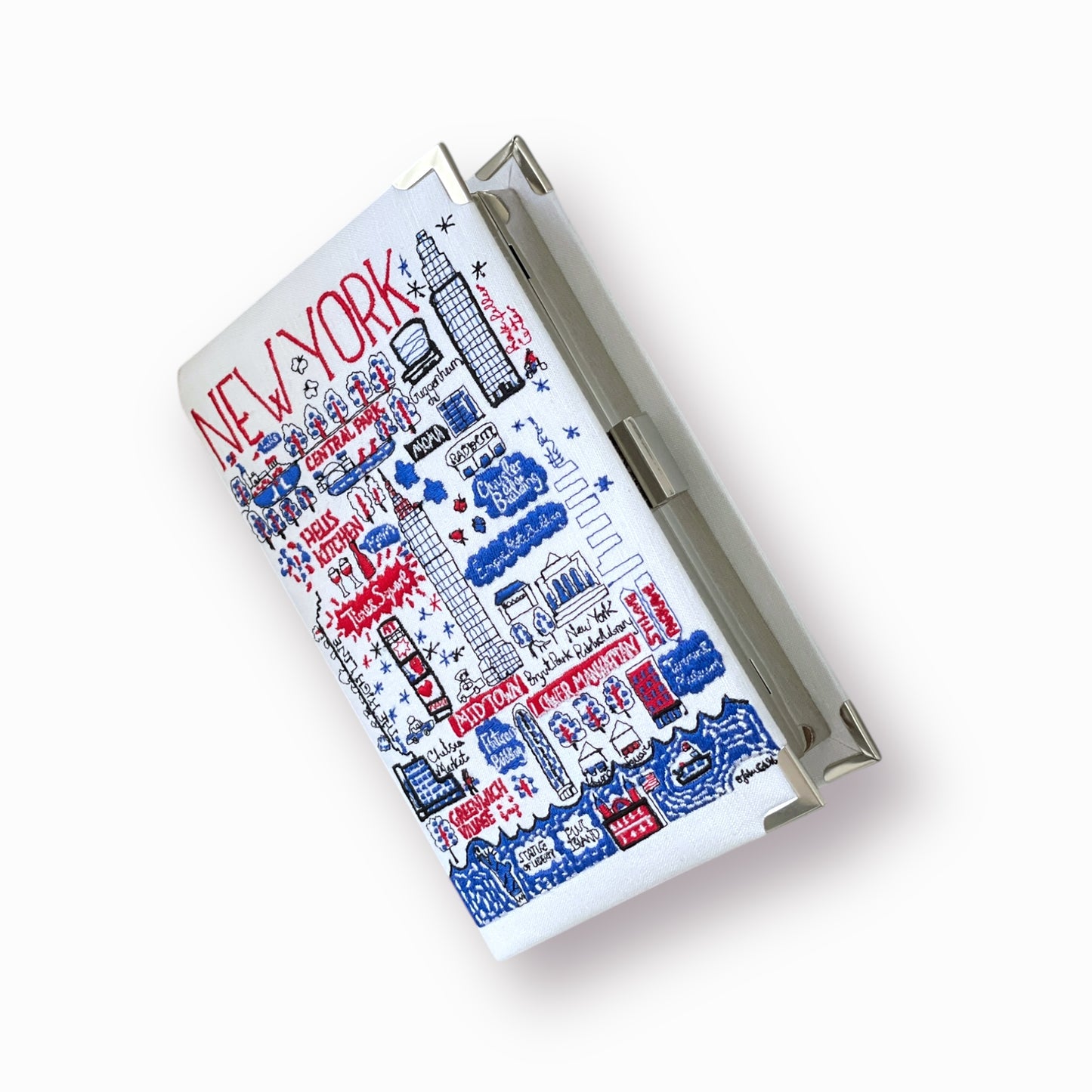 Embroidered Clutch - New York - white purse