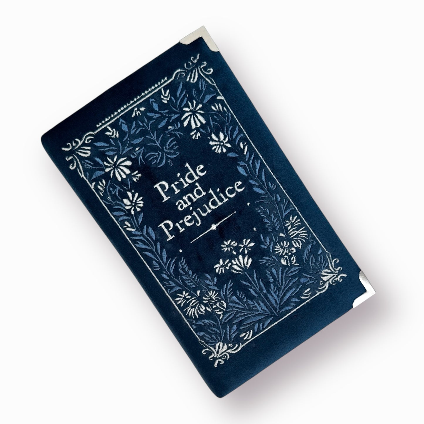 Embroidered clutch - Pride and Prejudice - 2 sided embroidery - navy blue purse