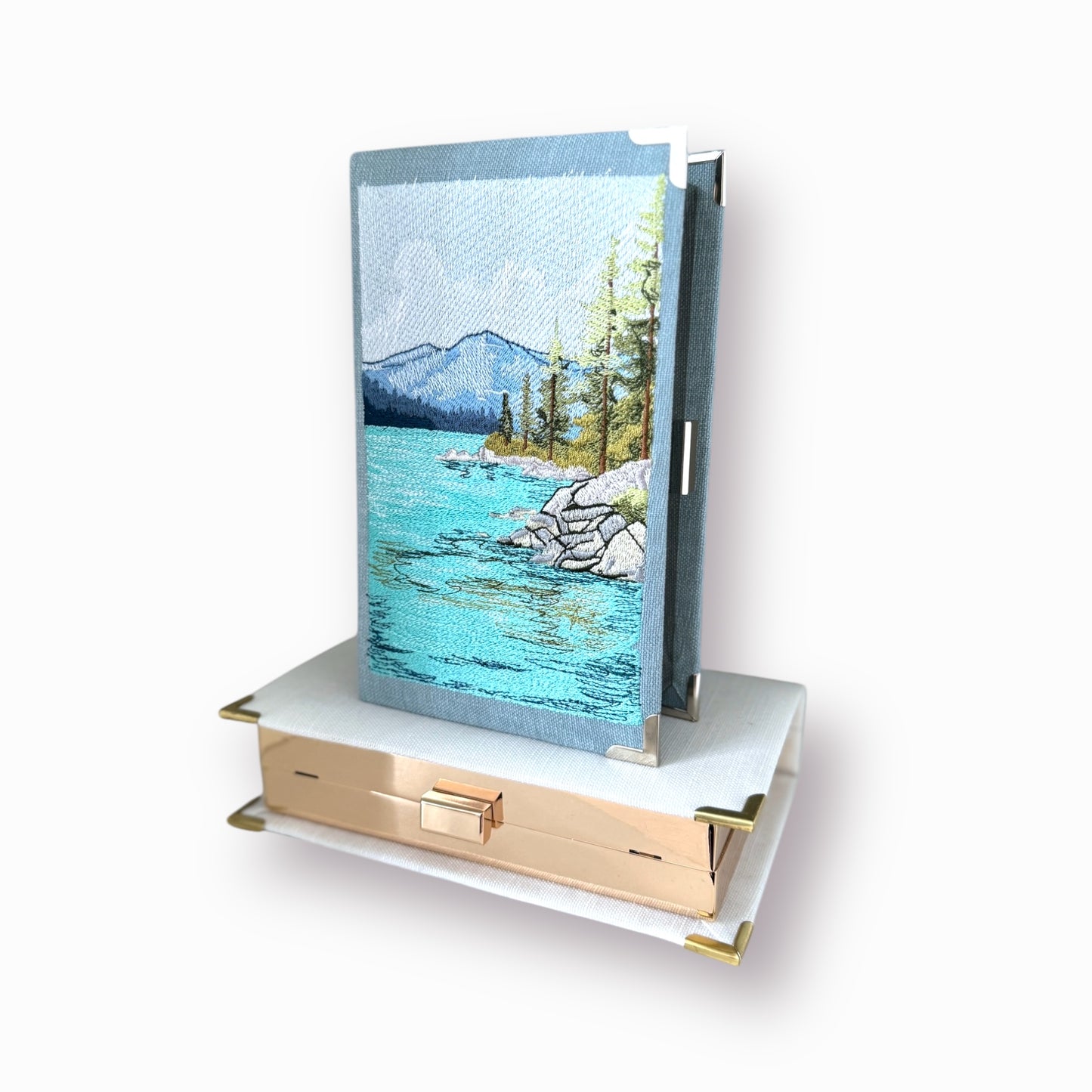 Embroidered Clutch - Lake Tahoe - canvas purse