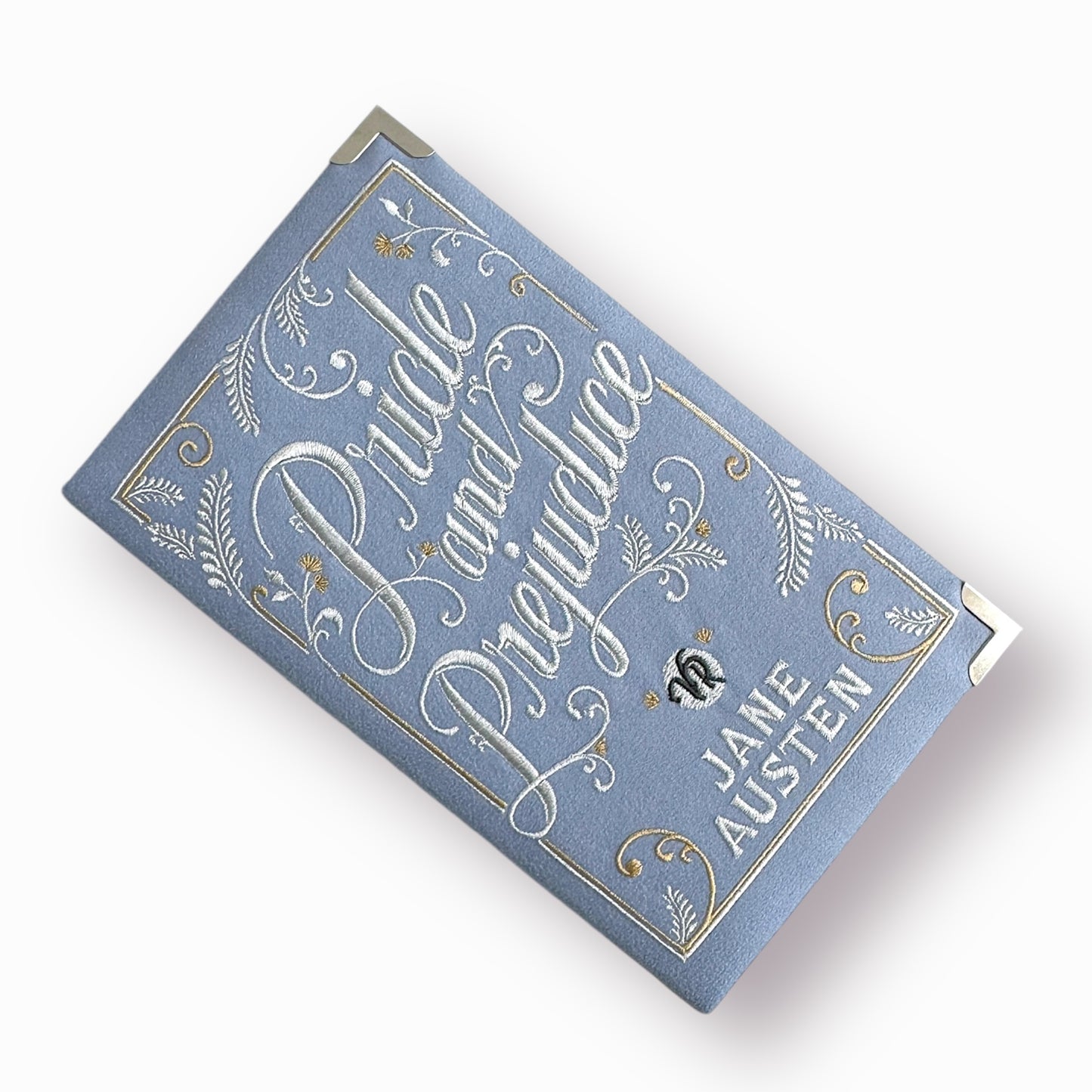 Embroidered Clutch - Pride and Prejudice - baby blue purse