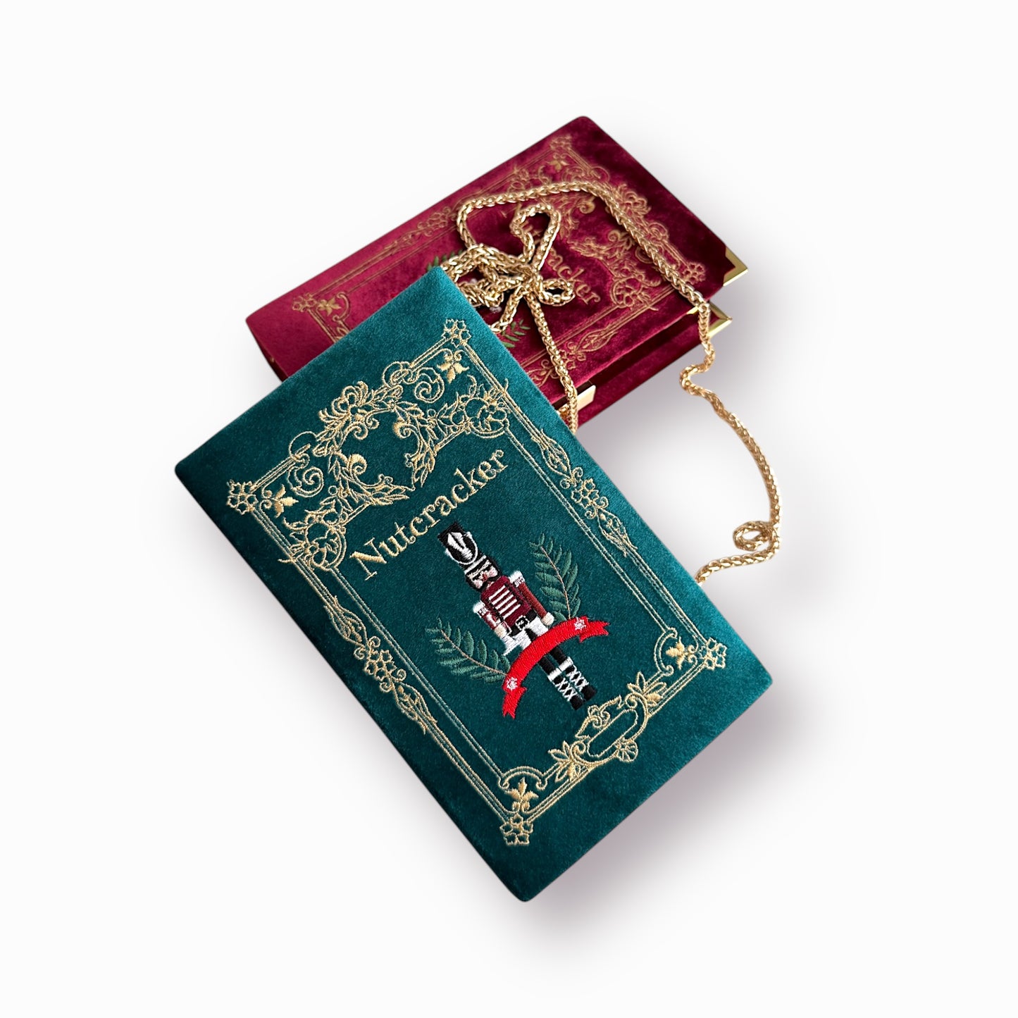Embroidered Clutch - The Nutcracker - burgundy purse