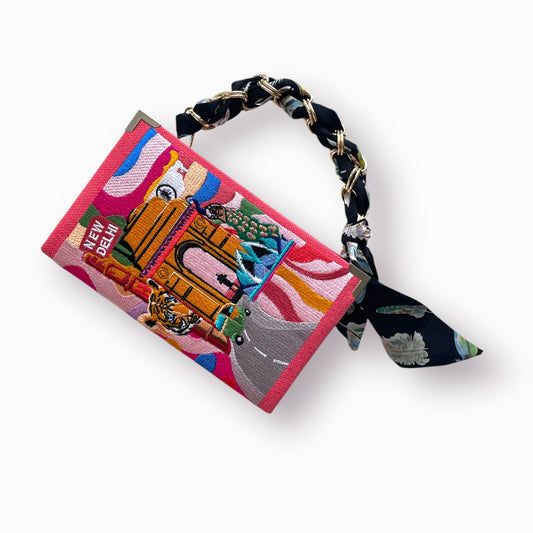 Embroidered Clutch - New Delhi - canvas purse