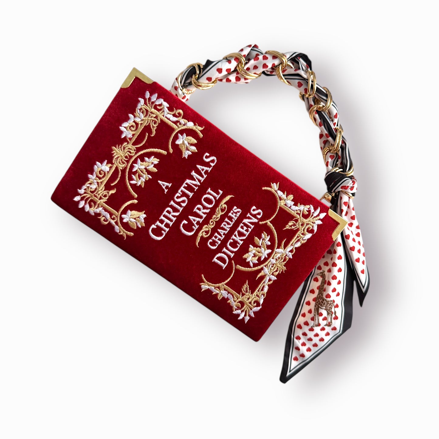 Embroidered Clutch - A Christmas Carol - red purse