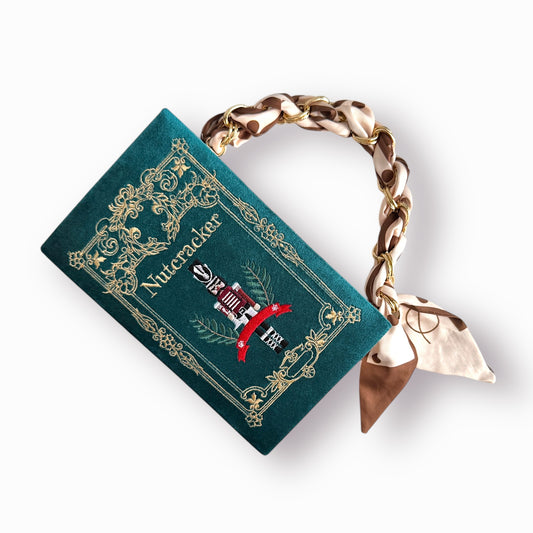 Embroidered Clutch - The Nutcracker - teal purse