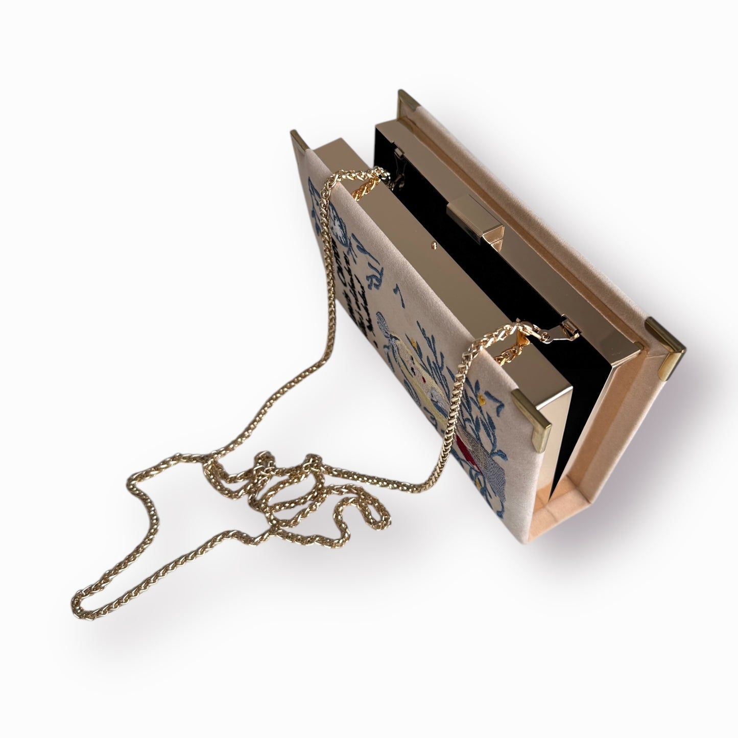 Embroidered Clutch - Alice in Wonderland - beige purse