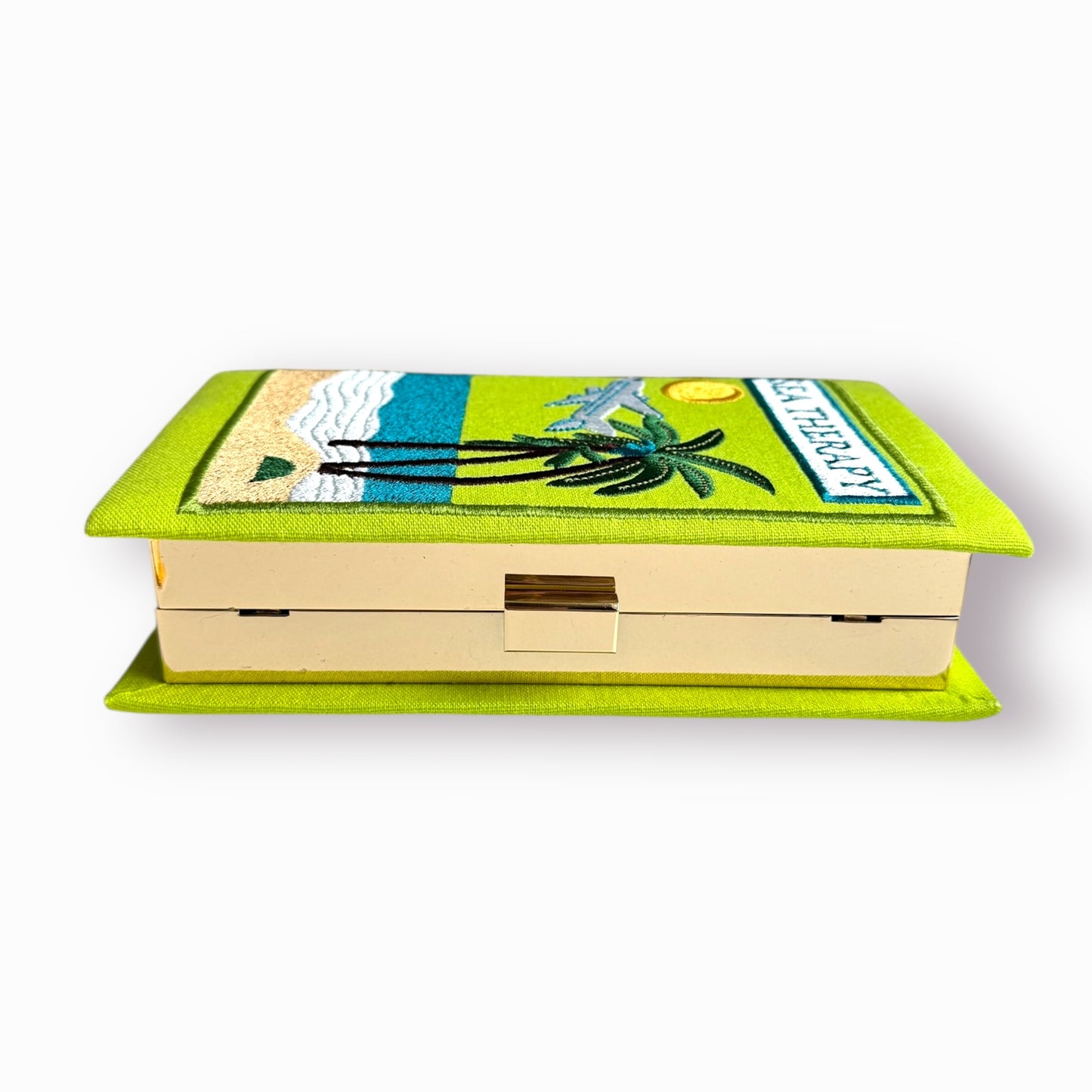 Embroidered Clutch - Sea Therapy - line green purse