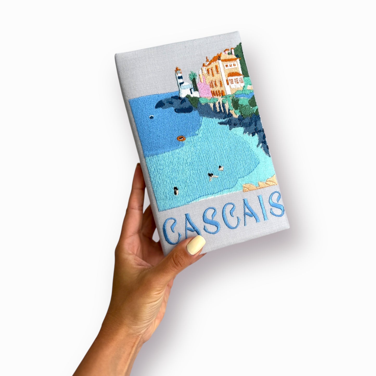 Embroidered Clutch - Cascais Portugal - light blue purse
