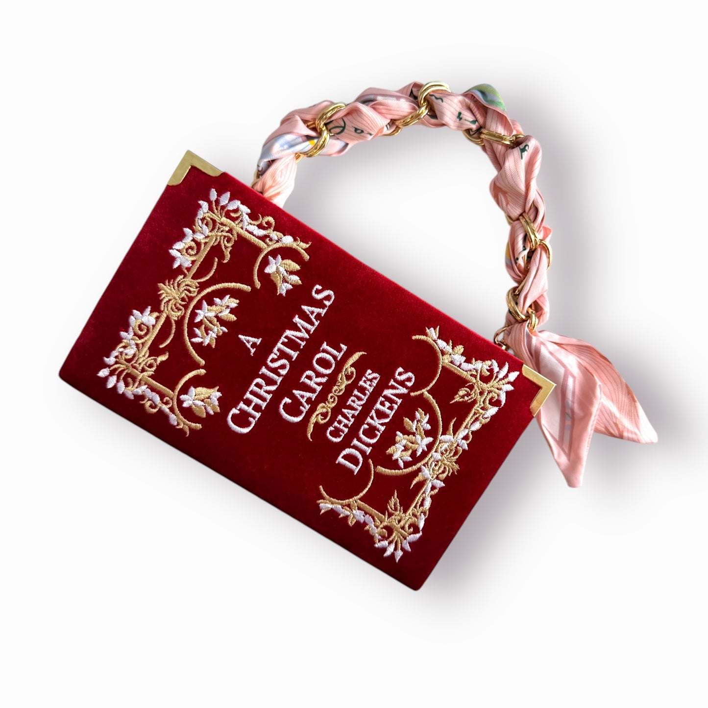 Embroidered Clutch - A Christmas Carol - red purse