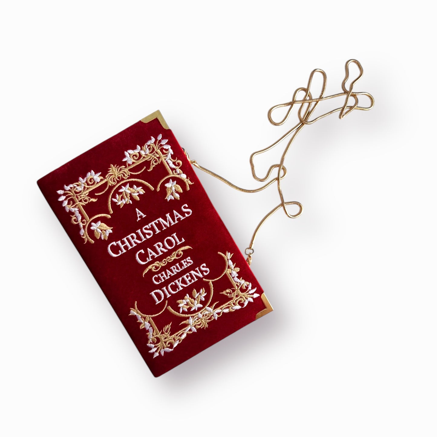 Embroidered Clutch - A Christmas Carol - red purse