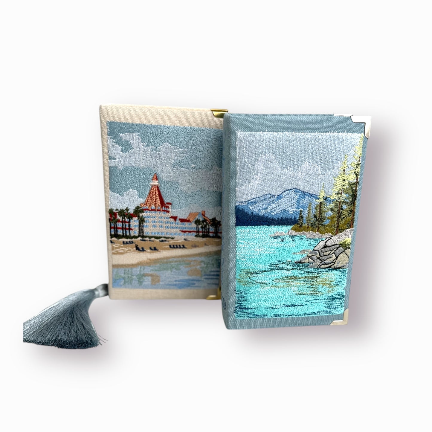 Embroidered Clutch - Lake Tahoe - canvas purse