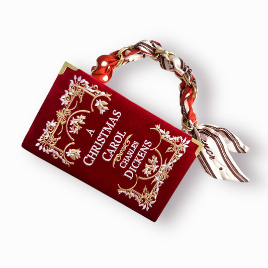 Embroidered Clutch - A Christmas Carol - red purse