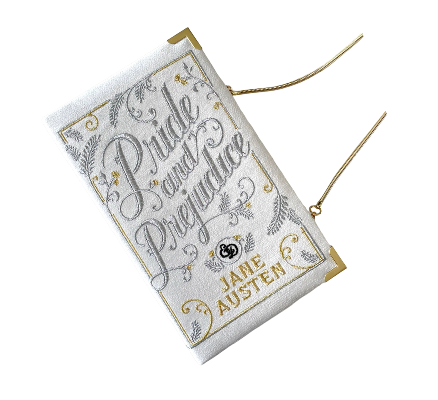 Embroidered Clutch - Pride and Prejudice - baby blue purse