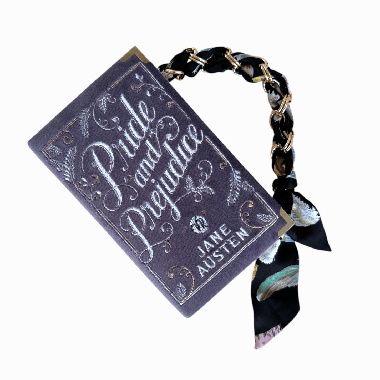 Embroidered Clutch - Pride and Prejudice - baby blue purse