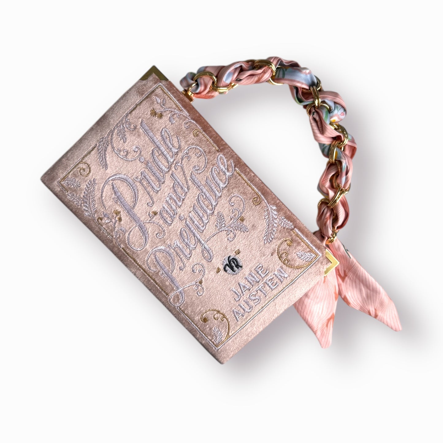 Embroidered Clutch - Pride and Prejudice - baby blue purse