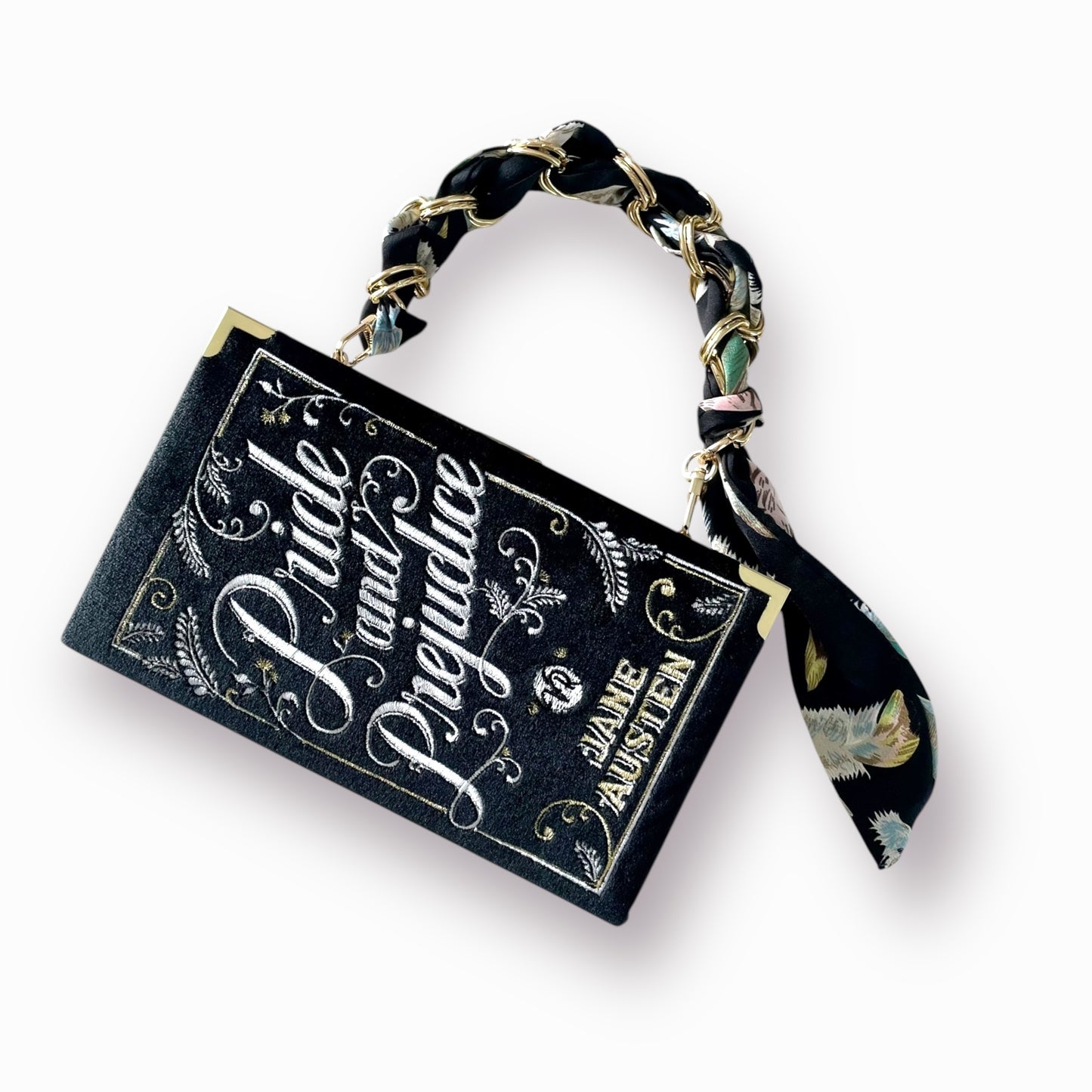 Embroidered Clutch - Pride and Prejudice - baby blue purse