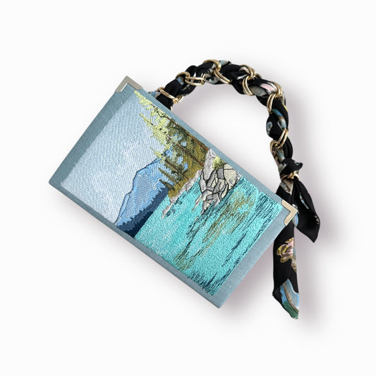 Embroidered Clutch - Lake Tahoe - canvas purse