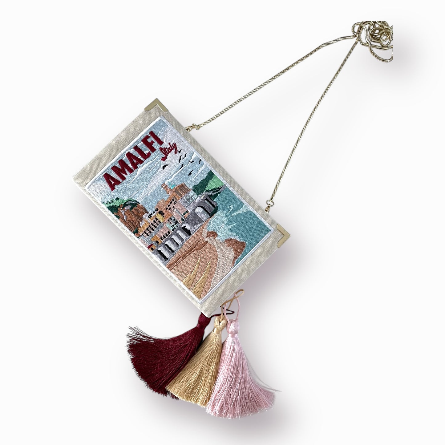 Embroidered Clutch - Amalfi - canvas purse