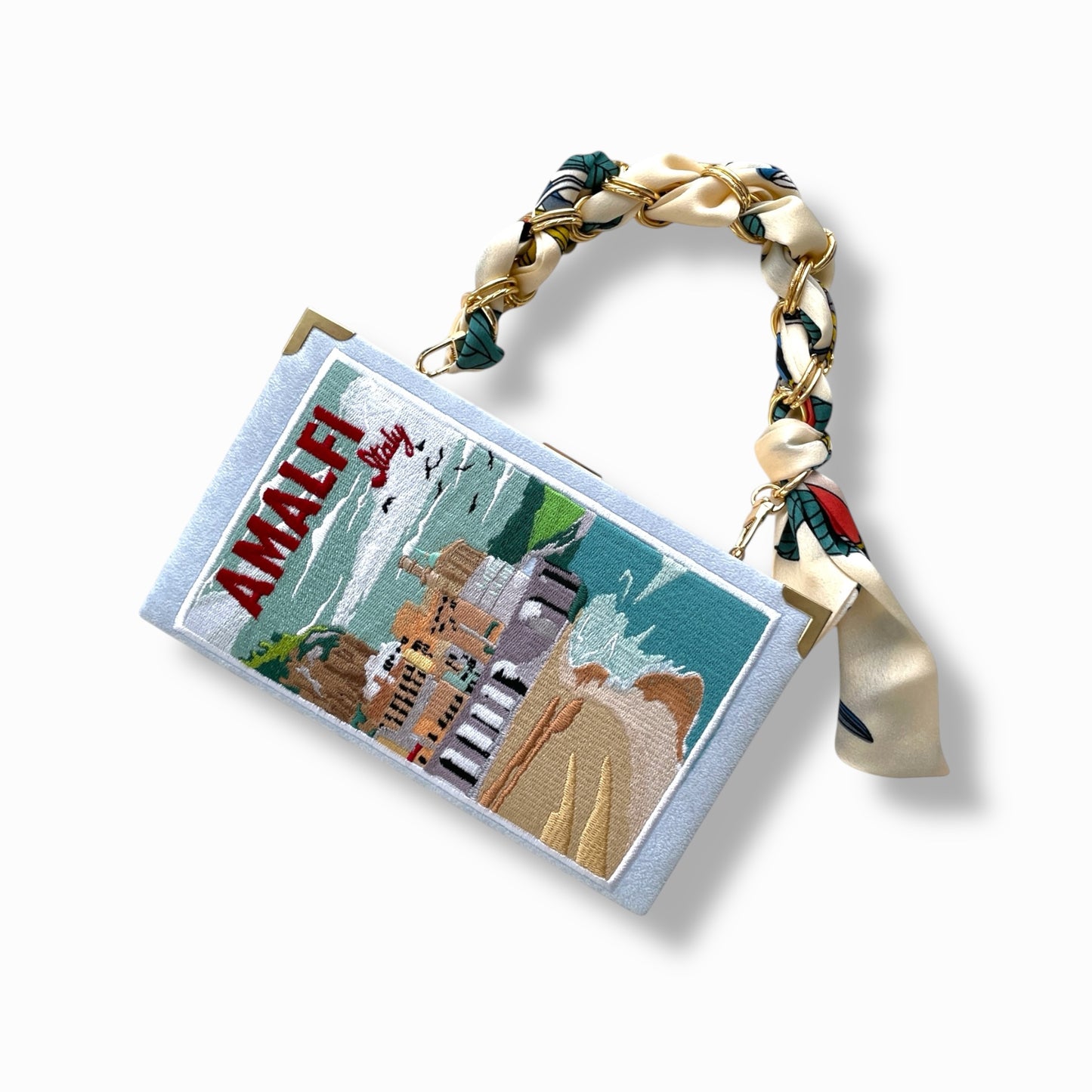 Embroidered Clutch - Amalfi - canvas purse