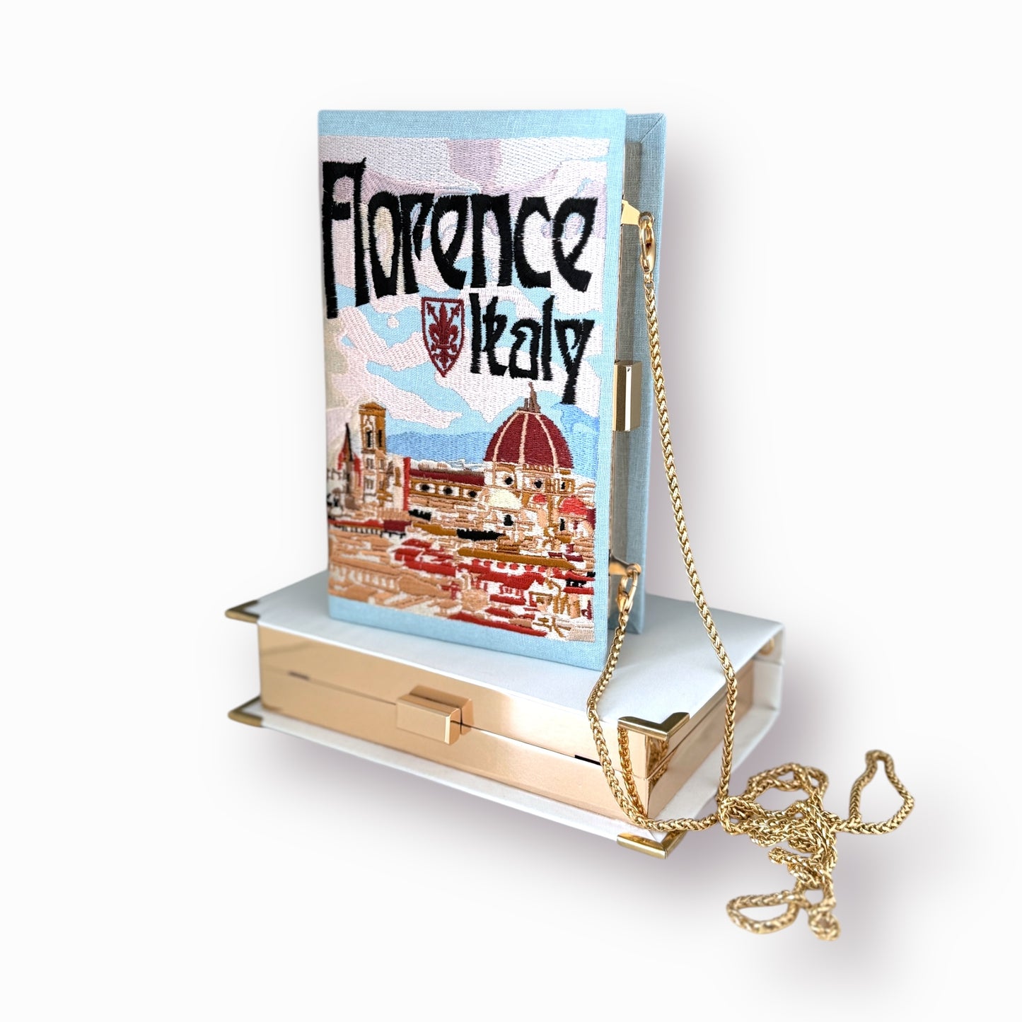 Embroidered Clutch - Florence - linen purse