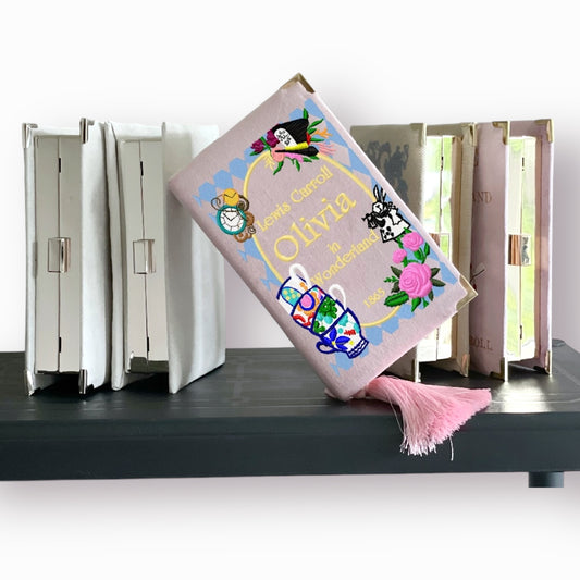 Embroidered Clutch Alice in Wonderland - change it to {Your name in Wonderland}