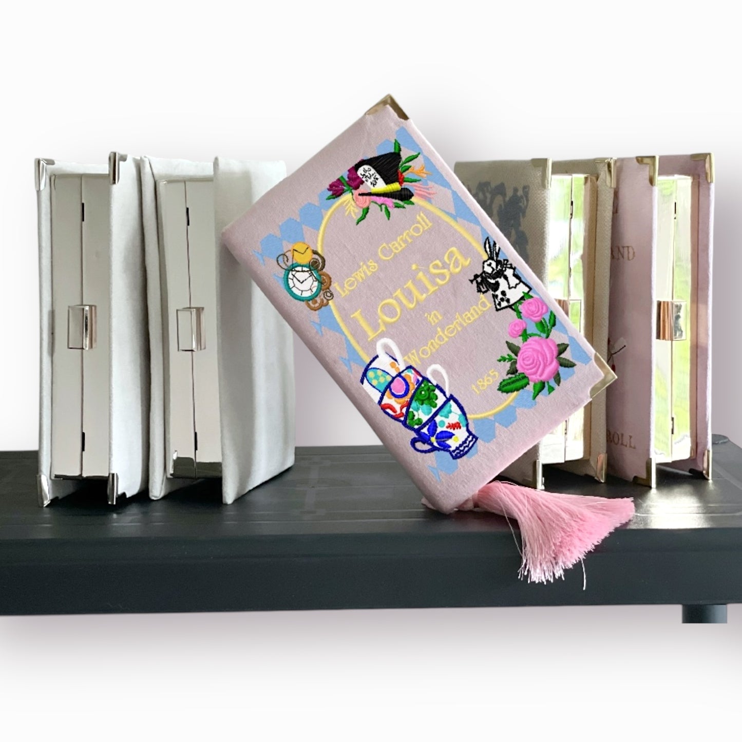 Embroidered Clutch Alice in Wonderland - change it to {Your name in Wonderland}