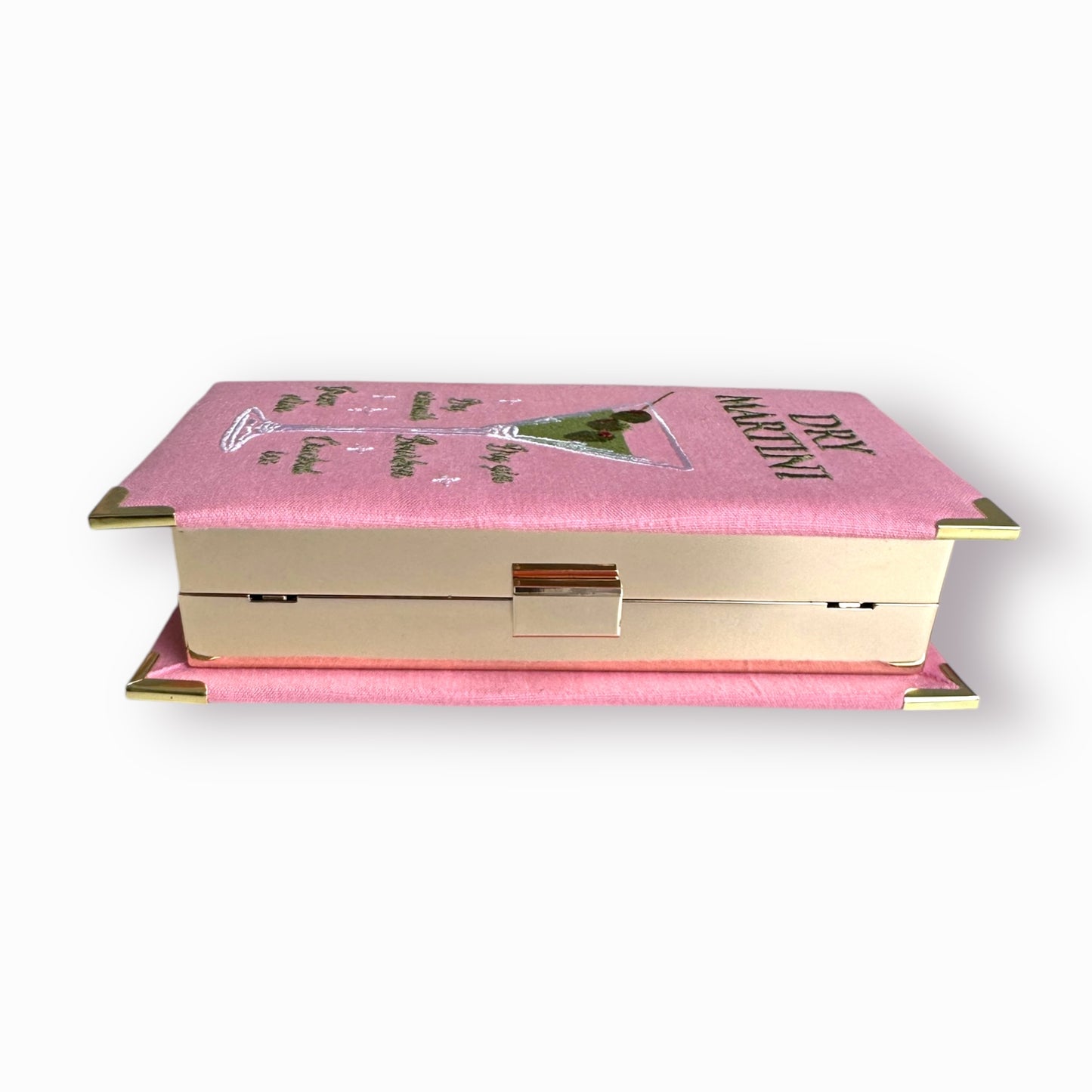 Embroidered Clutch - Dry Martini - pink linen purse