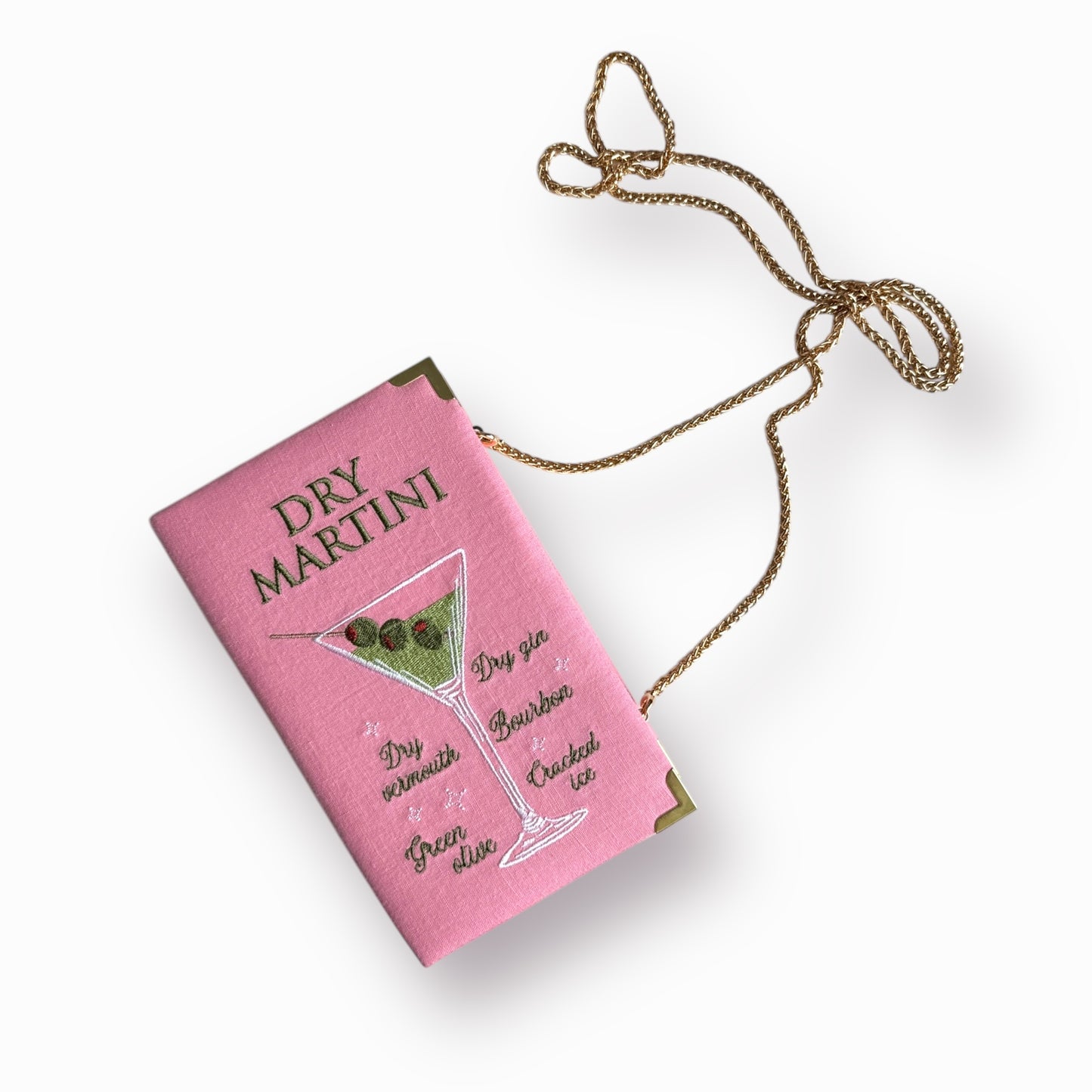 Embroidered Clutch - Dry Martini - pink linen purse