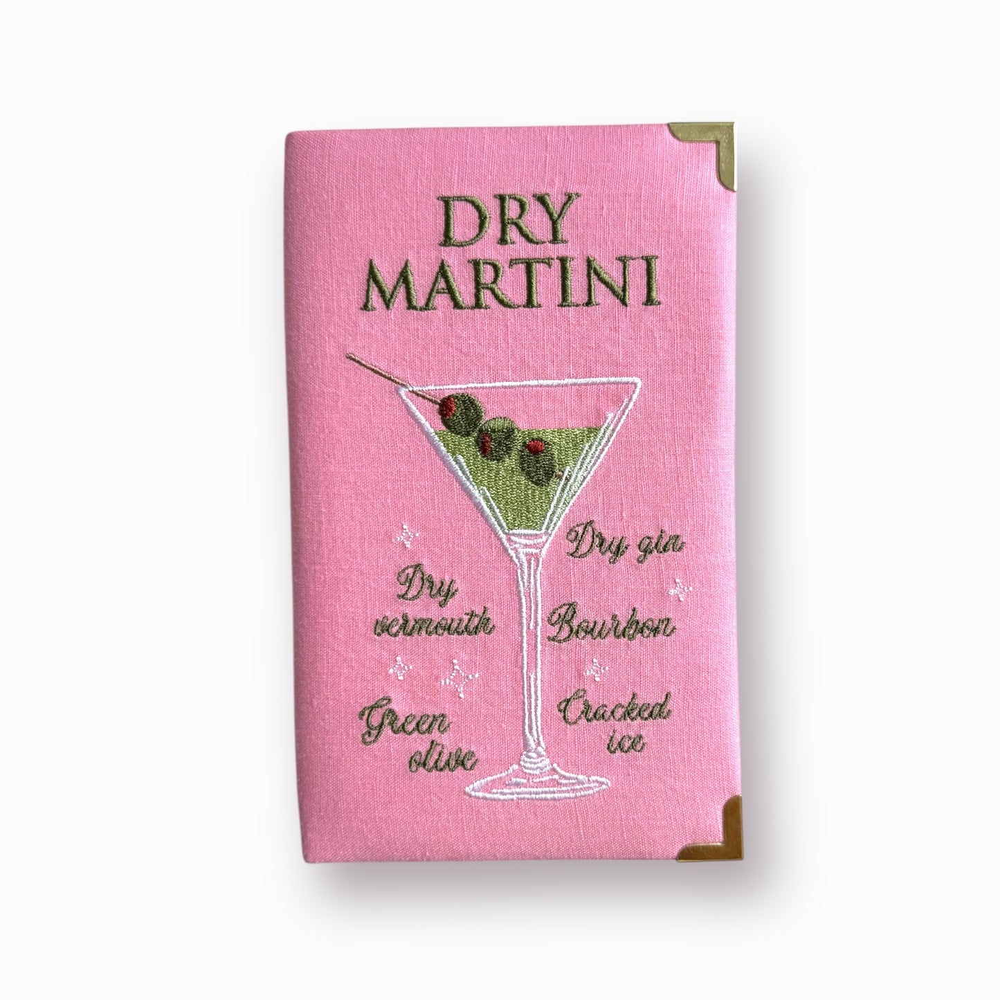 Embroidered Clutch - Dry Martini - pink linen purse