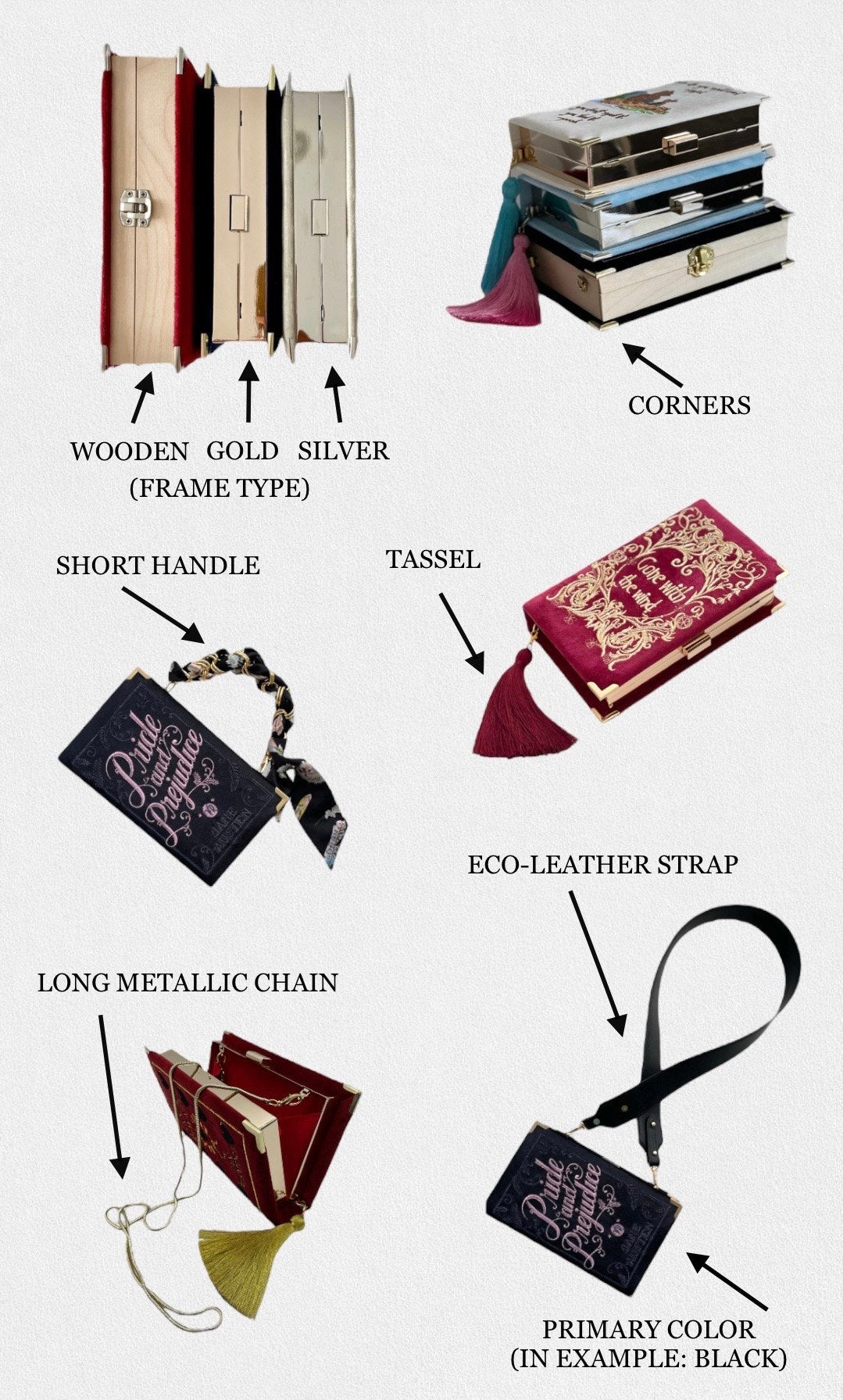 Book Clutch - 8 1/2 - with short handle