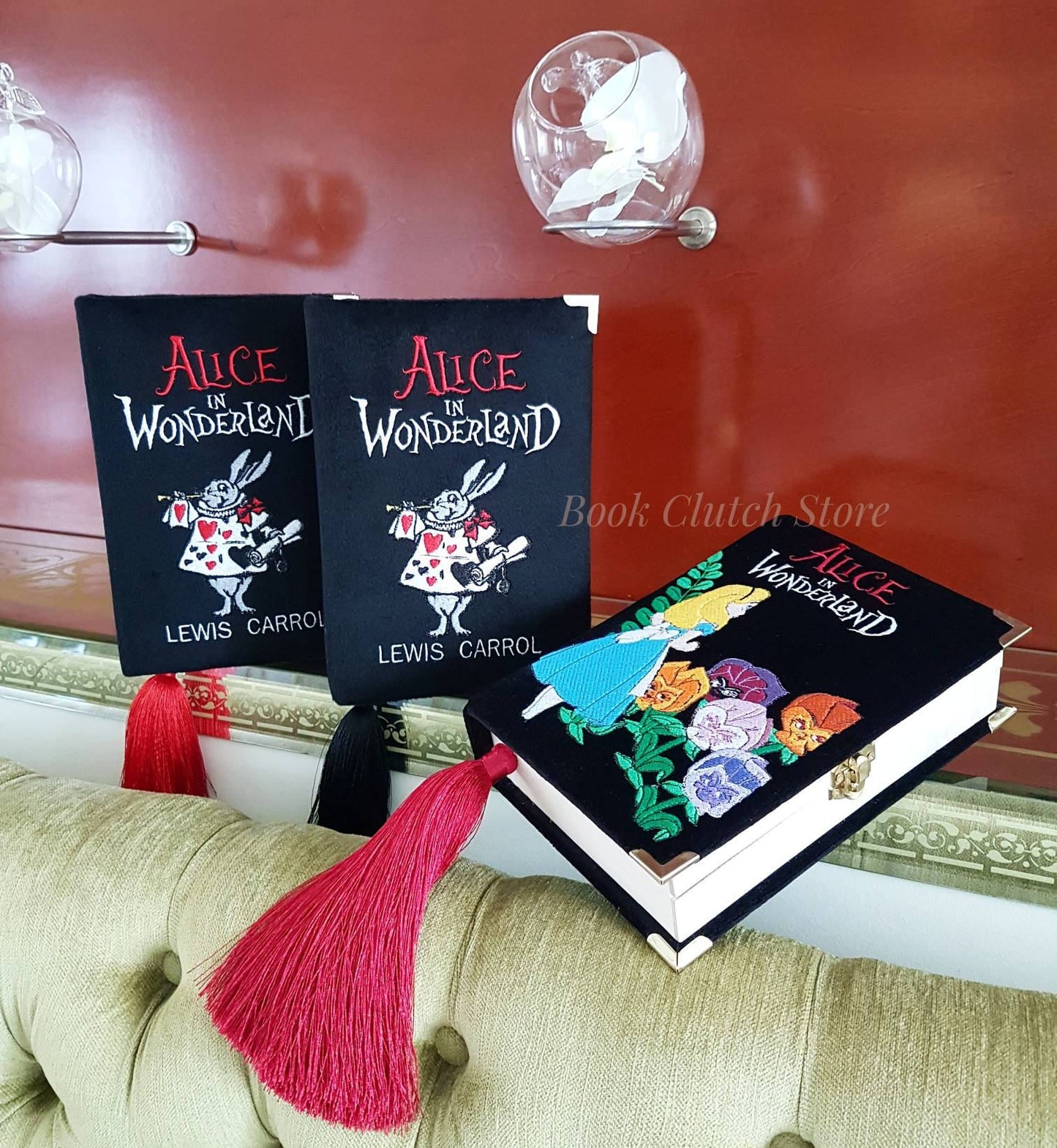 Book clutch bag - Alice in Wonderland - Transform to your name
