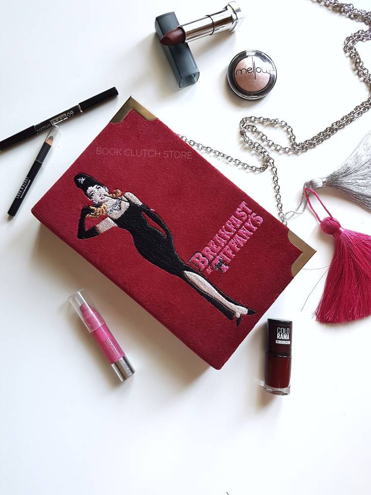 Book clutch - BREAKFAST AT TIFFANY'S - Dark red version
